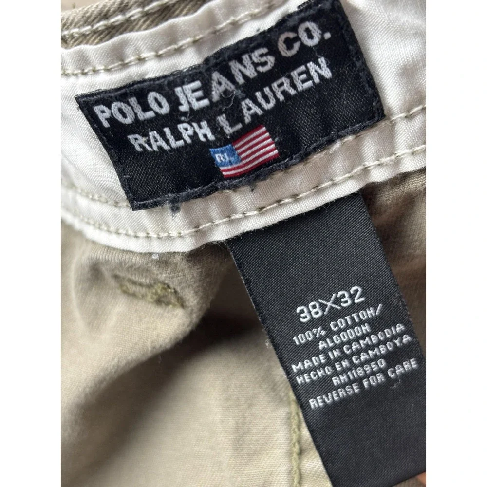 Polo Ralph Lauren Cargo Pants Mens 38x32 Beige Polo Jeans Co Relaxed Fit Canvas